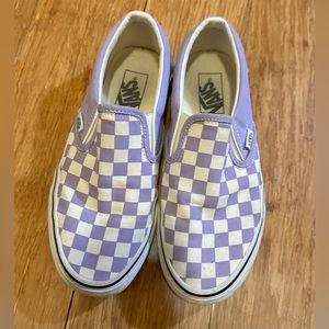 Gently used Purple checkered Van slip on